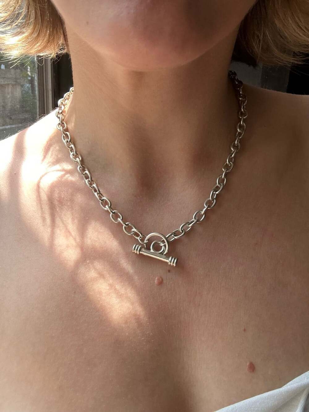 Sterling Silver Toggle Clasp Chain Necklace